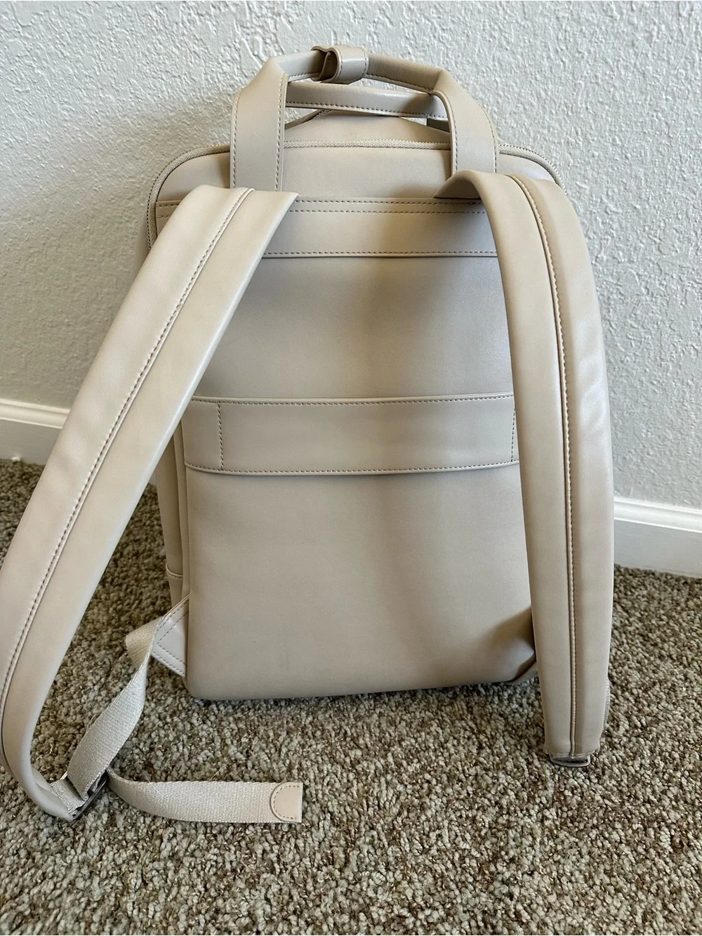 Monos Metro Backpack in Beige Vegan Leather